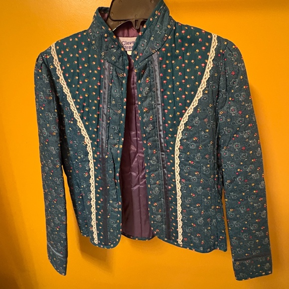Women’s 70s/80s Vintage Cleveland Street Quilted jacket - Green floral Print - Picture 3 of 14